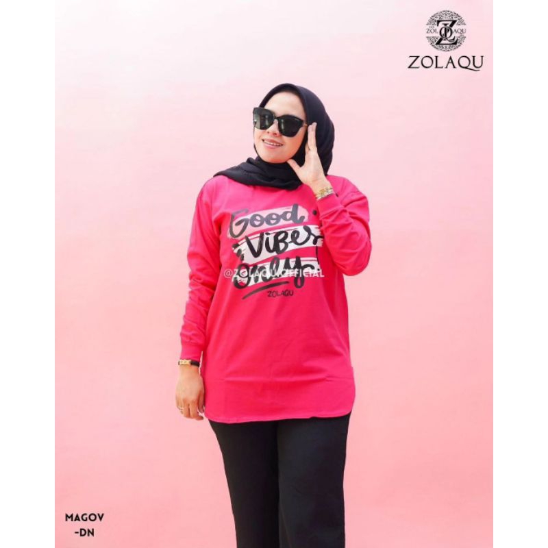 Kaos Semi Tunik Lengan Panjang Zolaqu COTTON COMBED 24S Zolaqu Jumbo Kekinian Terbaru 2023