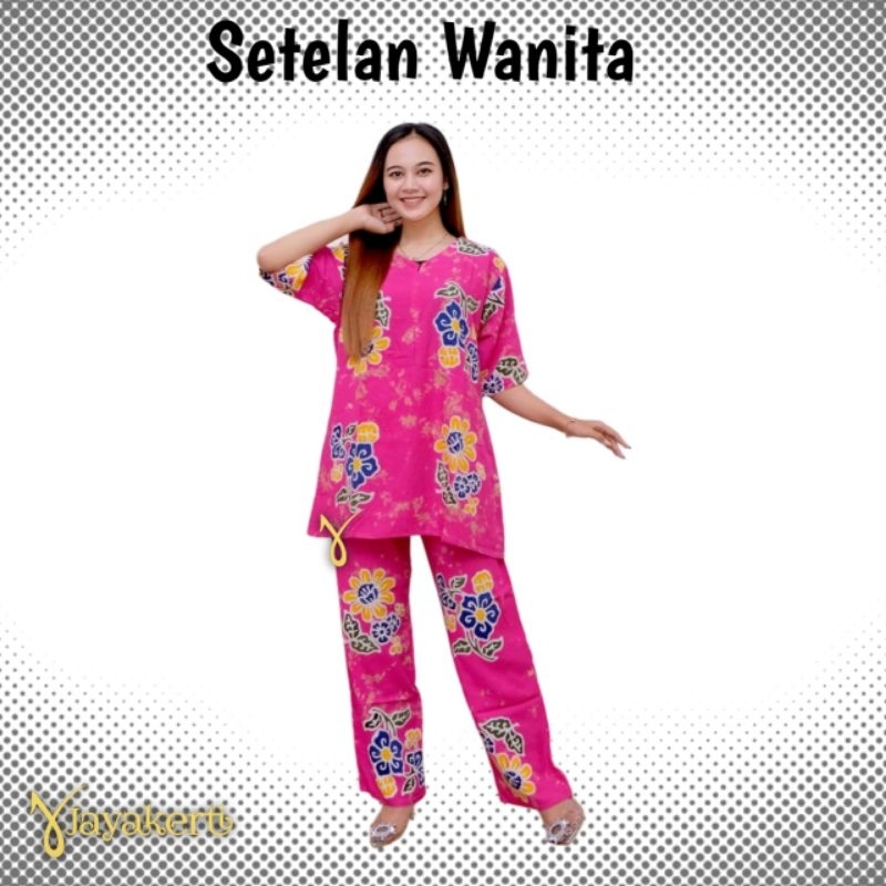 Jayakerti Setelan Wanita Kekinian Batik Sunan Cap Asli Handmade One Set Rayon Tebal Super Premium Bu