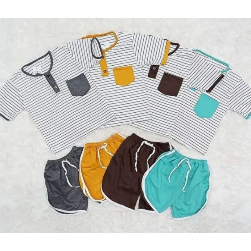 Setelan Baju Anak Motif Garis-garis