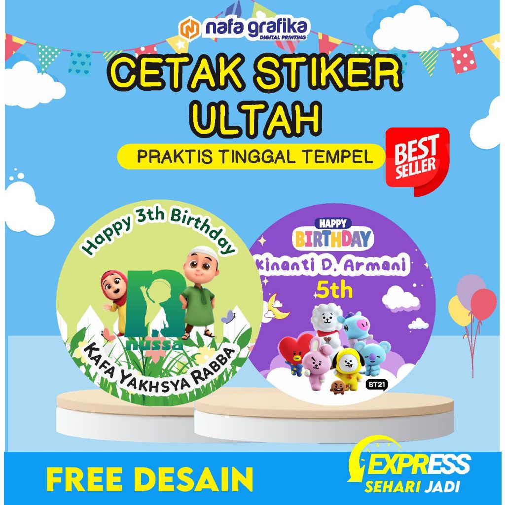 

Stiker Ulang Tahun Anak Sticker Custom Label Bento Stiker Ultah Gratis Desain Murah Sudah Cutting