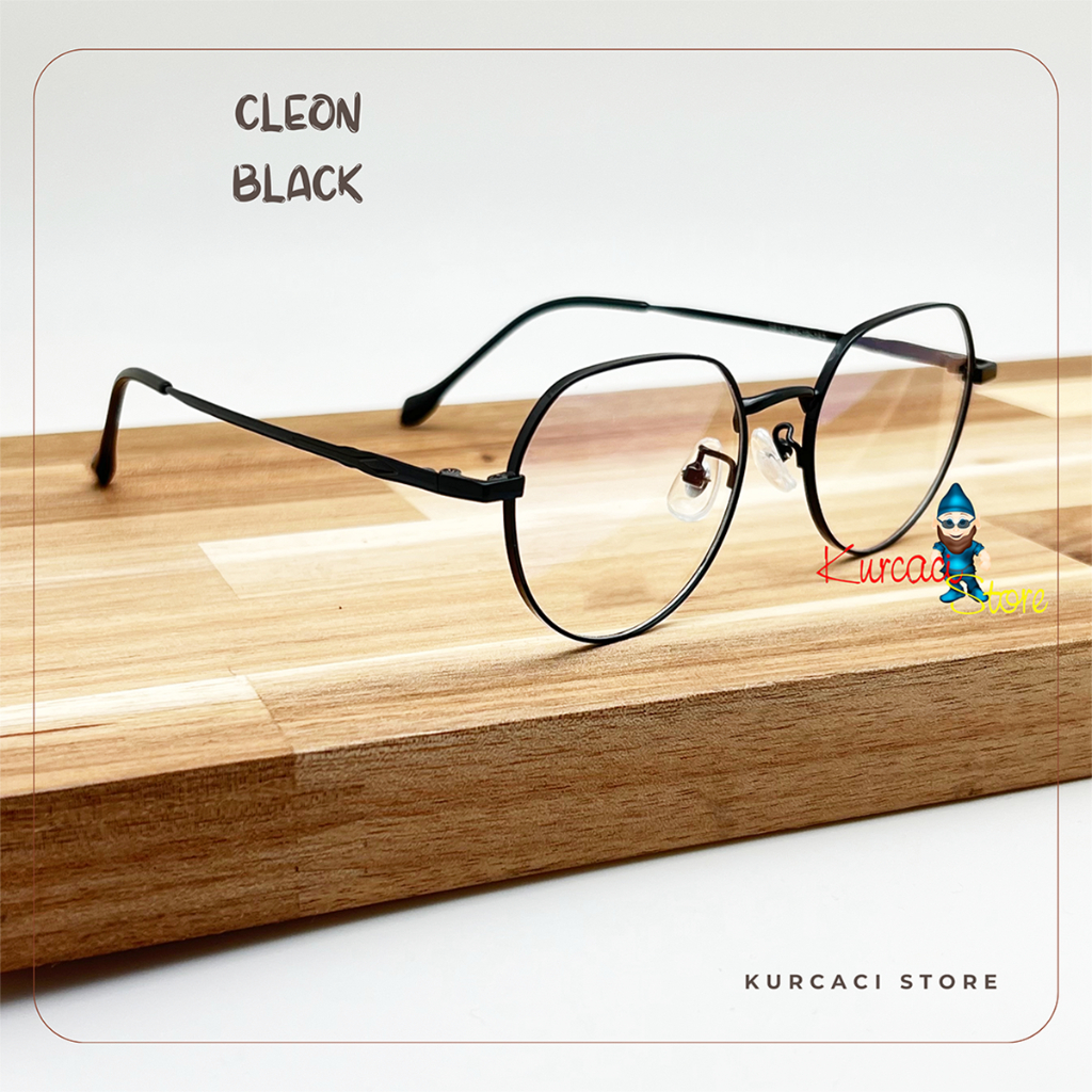 Frame Kacamata Cleon Bulat Nosepad Metal Besi Pria Wanita Retro Round Korea Antiradiasi
