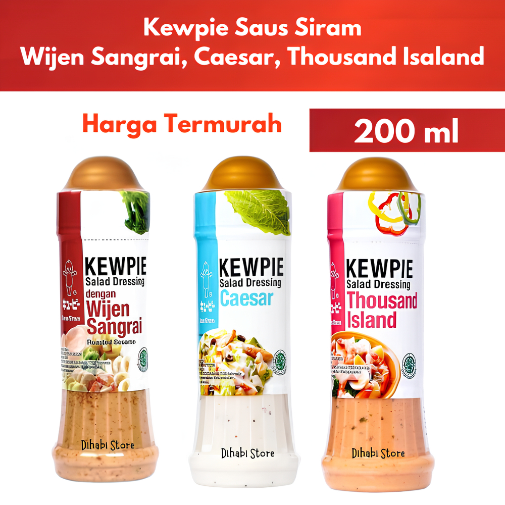 

Kewpie Saus Siram Caesar , Salad Dressing Thousand Island , Roasted Sesame Wijen Sangrai 200 ml