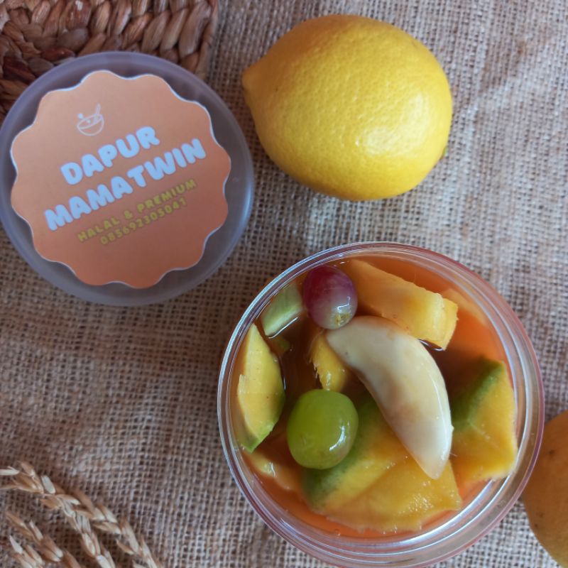 

Asinan buah kuah lemon pedas asam segar tanpa cuka tanpa pewarna dan pengawet 400gr 300ml DapurMamatwin