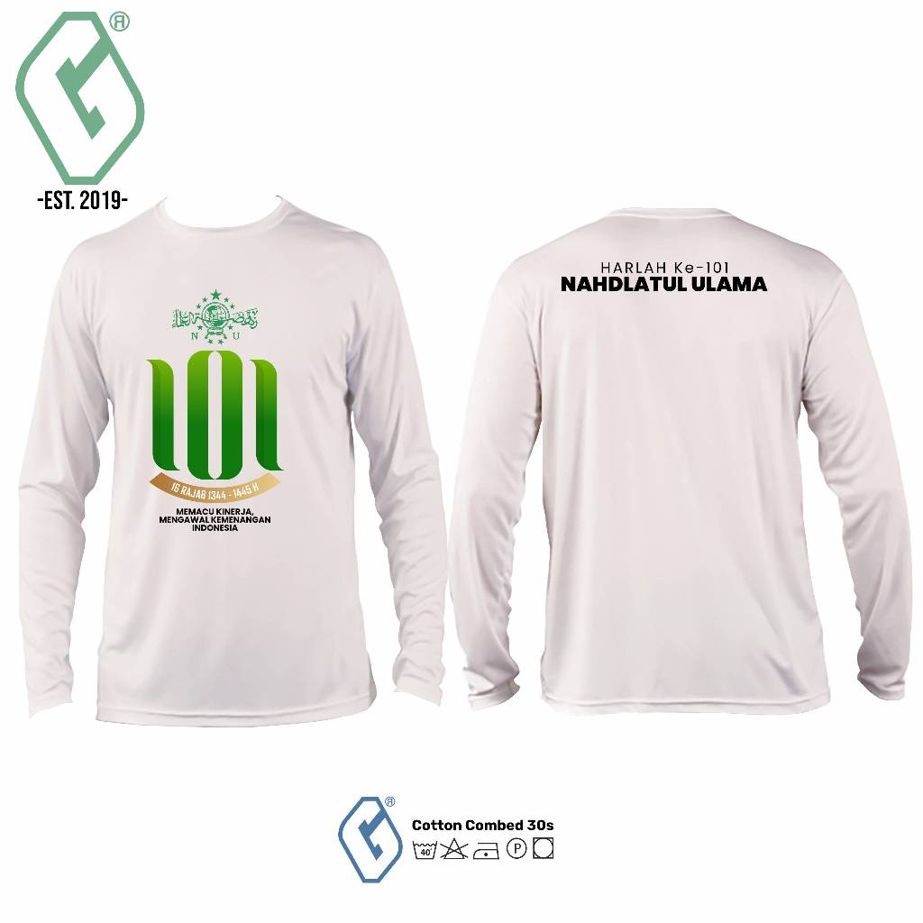 kaos distro harlah NU 101 longsleeve / baju distro nahdlatul ulama harlah 101 panjang