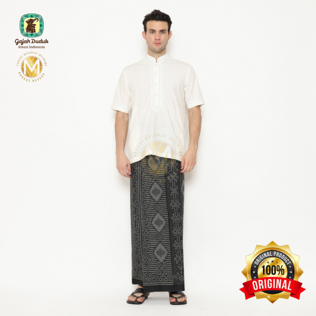 SarungGajah Duduk Exclusive HITAM Motif Garis-garis