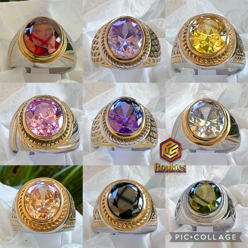 TY7 CINCIN BATU AMERICAN DIAMOND OVAL CUT 10x12mm RING TITANIUM TANAM