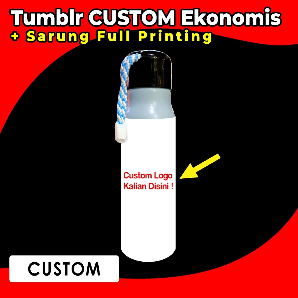 Botol Tali Custom Sarung Pouch Printing Logo Perusahaan / Tumblr Ekonomis Custom Printing Murah / So