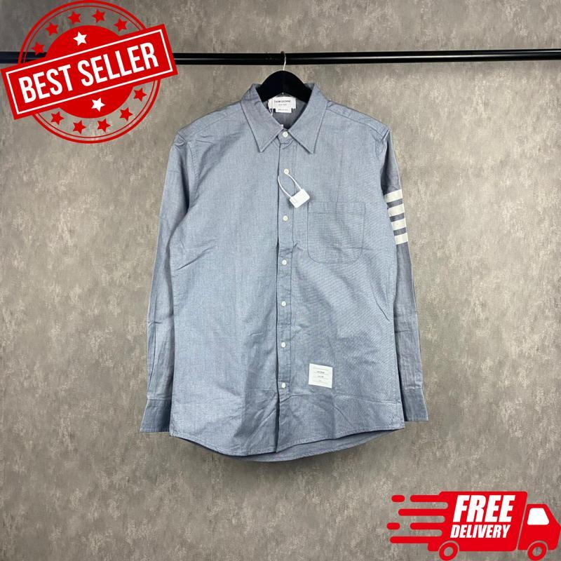 [ HIGH QUALITY ] Kemeja Thom Brown New Arrival Full Tag Kemeja Polos Pria Lengan Panjang Kemeja Pria