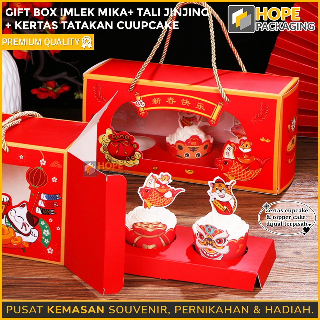 

Gift Box Imlek Tatakan Cupcake Tali / Kotak mika imlek Snack Imlek Box Mika Kue Keranjang Dodol