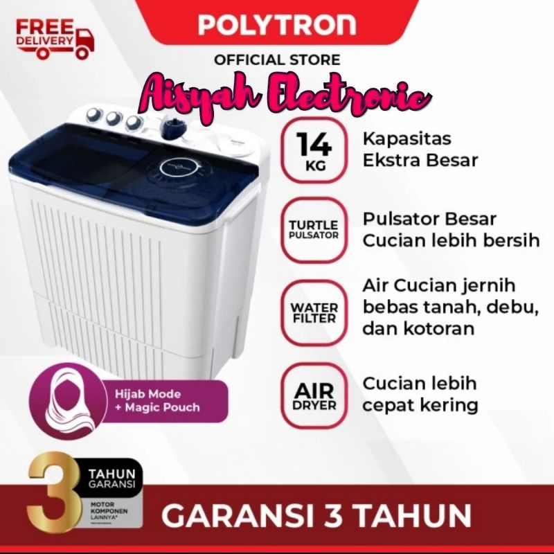 MESIN CUCI POLYTRON PWM 1403 14KG HIJAB SERIES