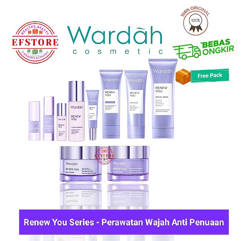 WARDAH Renew You Facial Wash | Toner Essens | Serum | EyeCream | Day Cream | Night Cream - Perawatan
