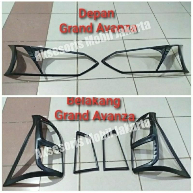 paket garnis garnish lis list lampu depan belakang grand avanza xenia veloz 2016-2018 hitam doff