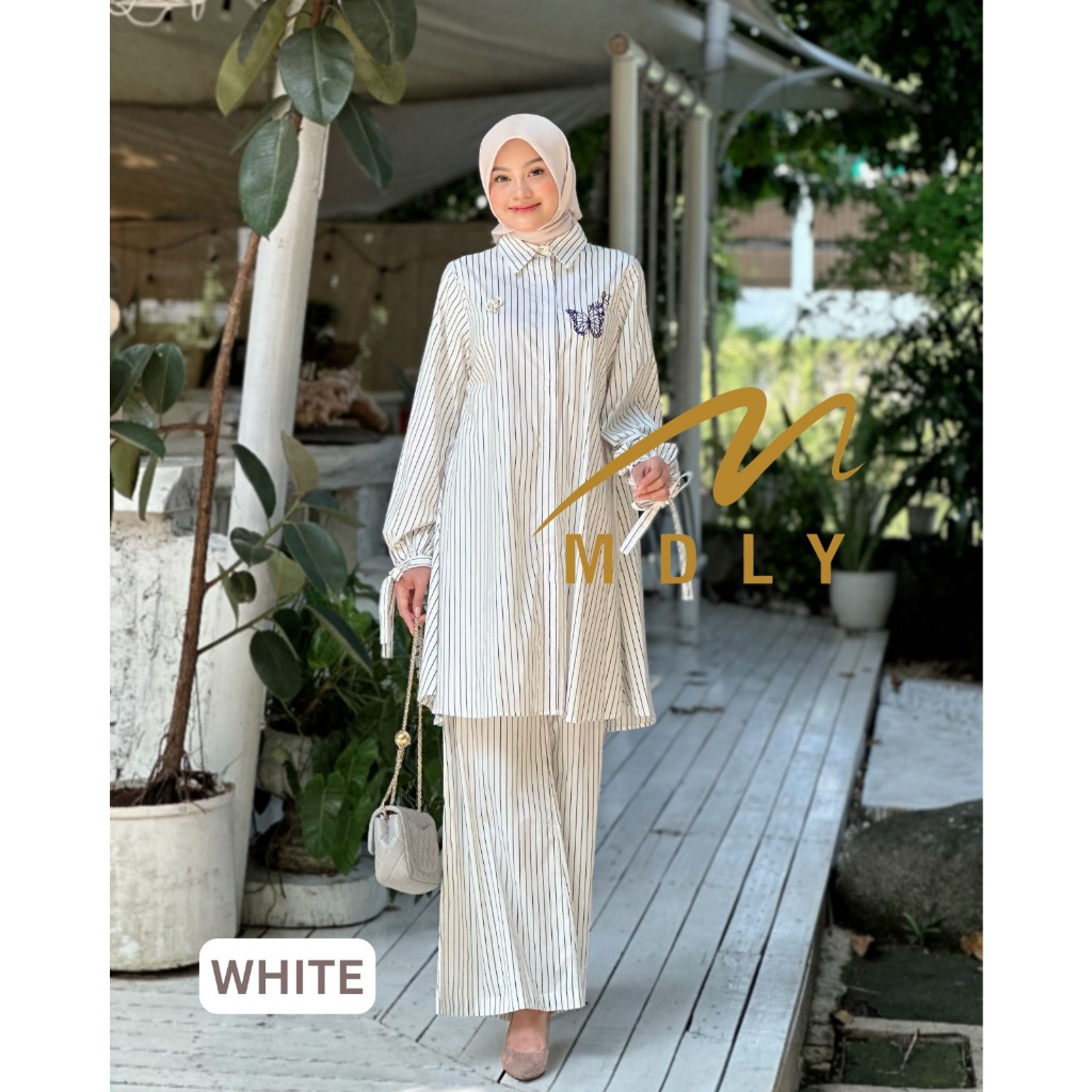 MDLY Zoya Set celana Setelan kerja tunik Wanita Muslimah Celana karet Kulot katun airsm motif bordir