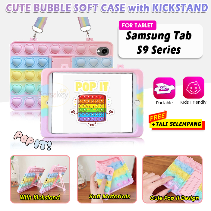 Samsung Galaxy Tab S9 S9+ Plus Ultra 11 14.6 12.4 12.4" Inch 2023 KIDS Pop It Bubble Softcase Siliko