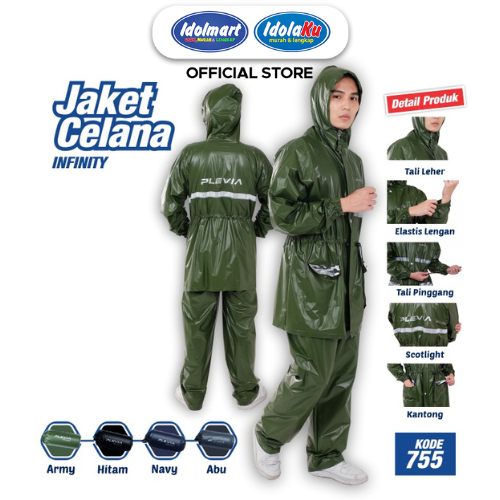 IDOLMART Plevia Jas Hujan Jaket Celana Infinity 755 Pria/Wanita - Plevia Bekasi