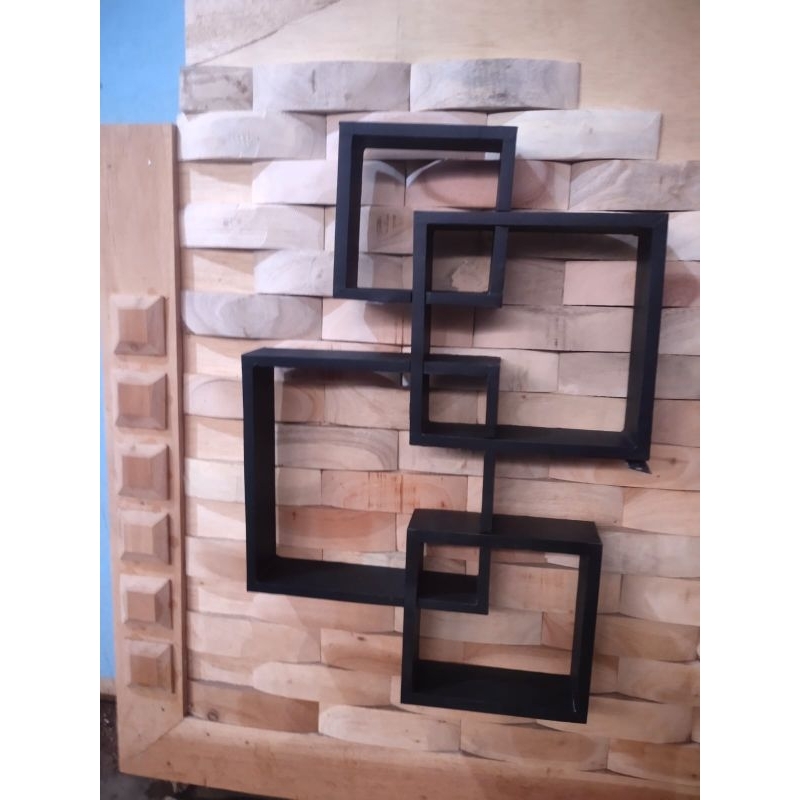 RAK DINDING TEMPEL KOTAK GANDENG AESTHETIC KAYU SOLID HIASAN DINDING