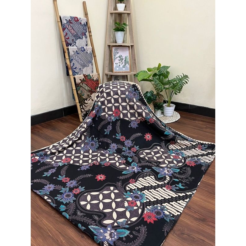 Batik Kota Solo katun printing parangg kawung colet ungu