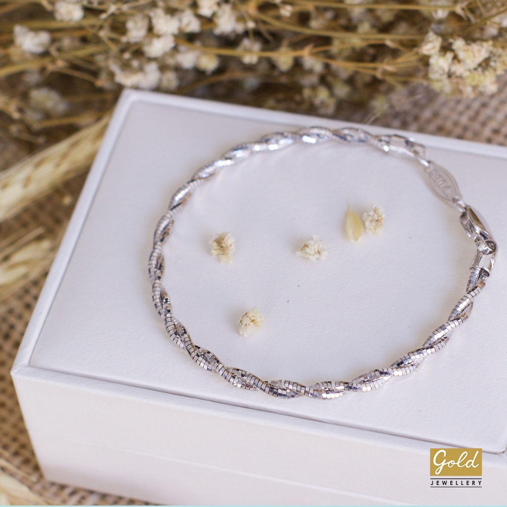 Gelang pro italy plintir emas putih kadar 750 75%