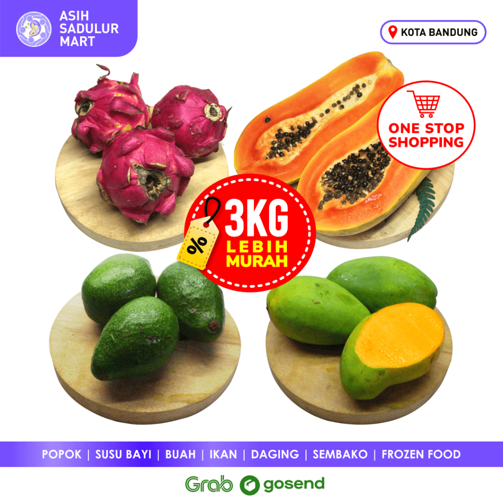 

[PROMO 3KG] Buah Naga / Mangga Harum Manis Alpukat Mentega / Pepaya Buah Segar Bandung | Asih Sadulur Mart