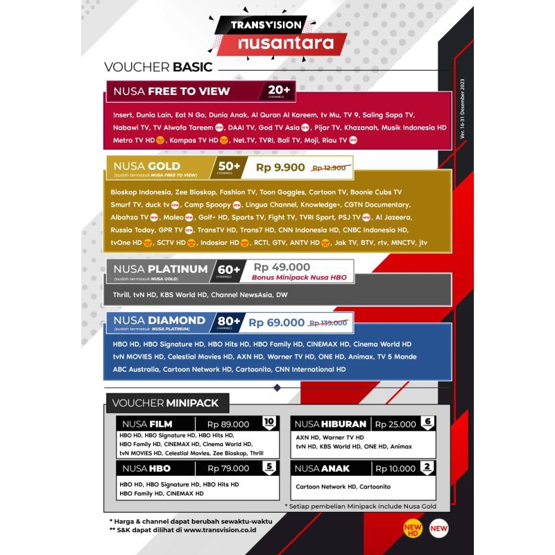 Paket Nusantara HD(Nusa Gold 1Bulan)