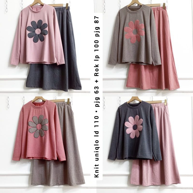 Blus uniqlo knit flo + Rok
