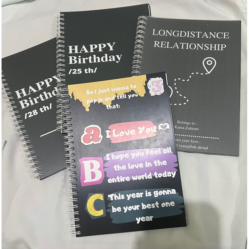 CUSTOM STORY BOOK UKURAN A5 SPIRAL. KADO BIRTHDAY/ANNIVERSARY/WEDDING/dll