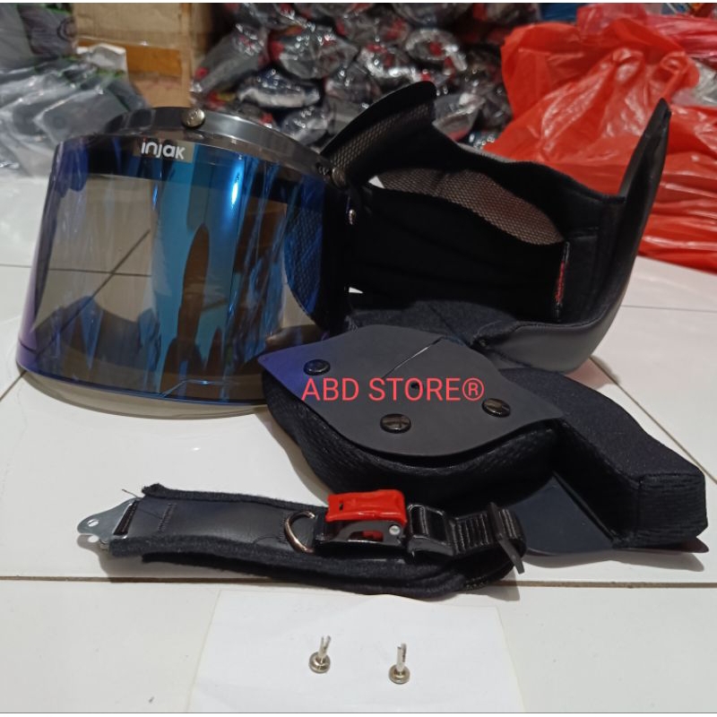 Peket Busa helm bogo full set universal / busa helm Retro Classic + tali helm + Kaca helm bogo