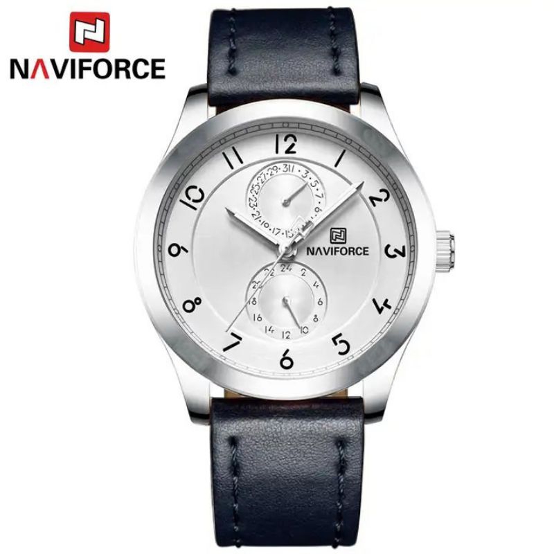 ( BISA COD ) ✅ Jam Tangan  Pria Terbaru Naviforce 3004 original tali kulit Chrono aktif || Diameter 