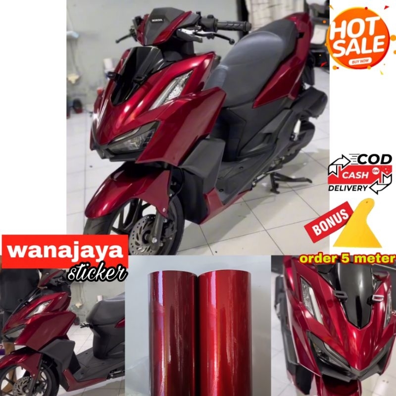 stiker skotlet motor warna dark red candy stiker merah metalik candy