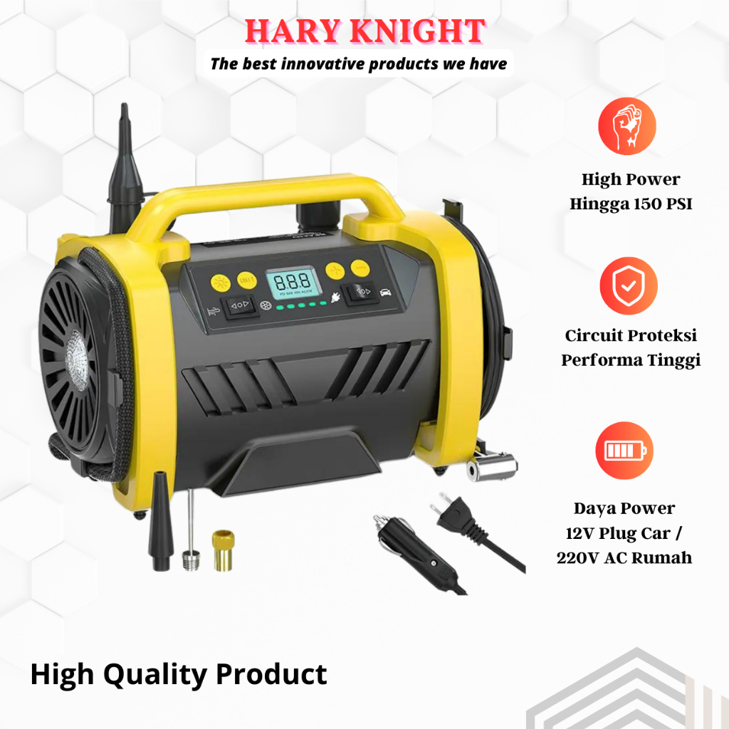 Pompa Ban Elektrik Inflator Portable AC 220V Rumah 12V Plug Car - Pompa Kompresor Elektrik 150 PSI B