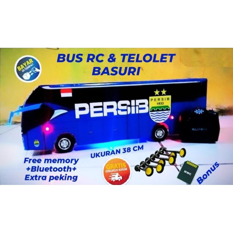 MINIATUR BUS PERSIB BANDUNG  REMOT CONTROL DILENGKAPI DENGAN KLAKSON BASURI