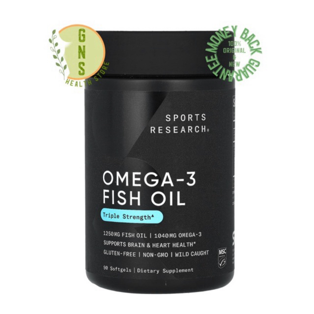 SR Sports Research Triple Strength Omega 3 Fish Oil EPA DHA 1250 mg Wild Caught