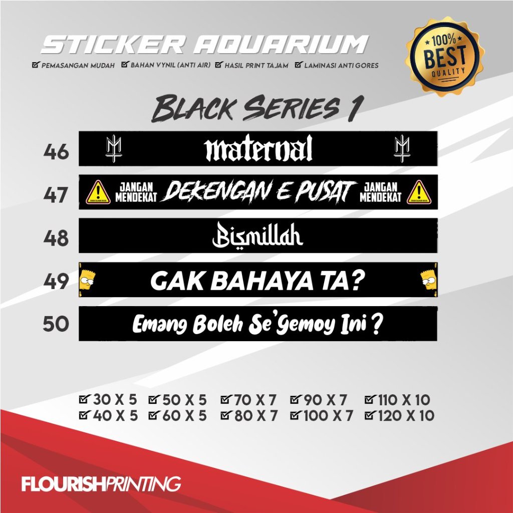 STICKER LIST AKUARIUM / STIKER AQUARIUM BLACKSERIES 1