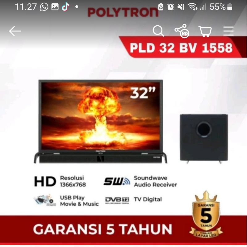 POLYTRON CIMENAX SOUNDBAR LED TV DIGITAL 32 INCH PLD-32BV1558