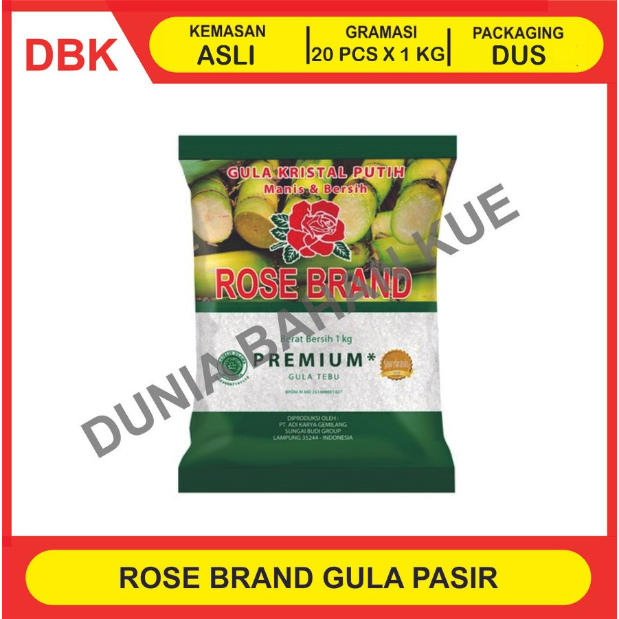 

ROSE BRAND GULA KRISTAL KEMASAN HIJAU 1 KG - 1 BAG 20 PCS / GULA PASIR