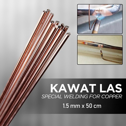 Kawat Las Tembaga 1,5mm COPPER Brass Welding Wire Small 50cm Las Pipa Tembaga Kuningan 1.5mm