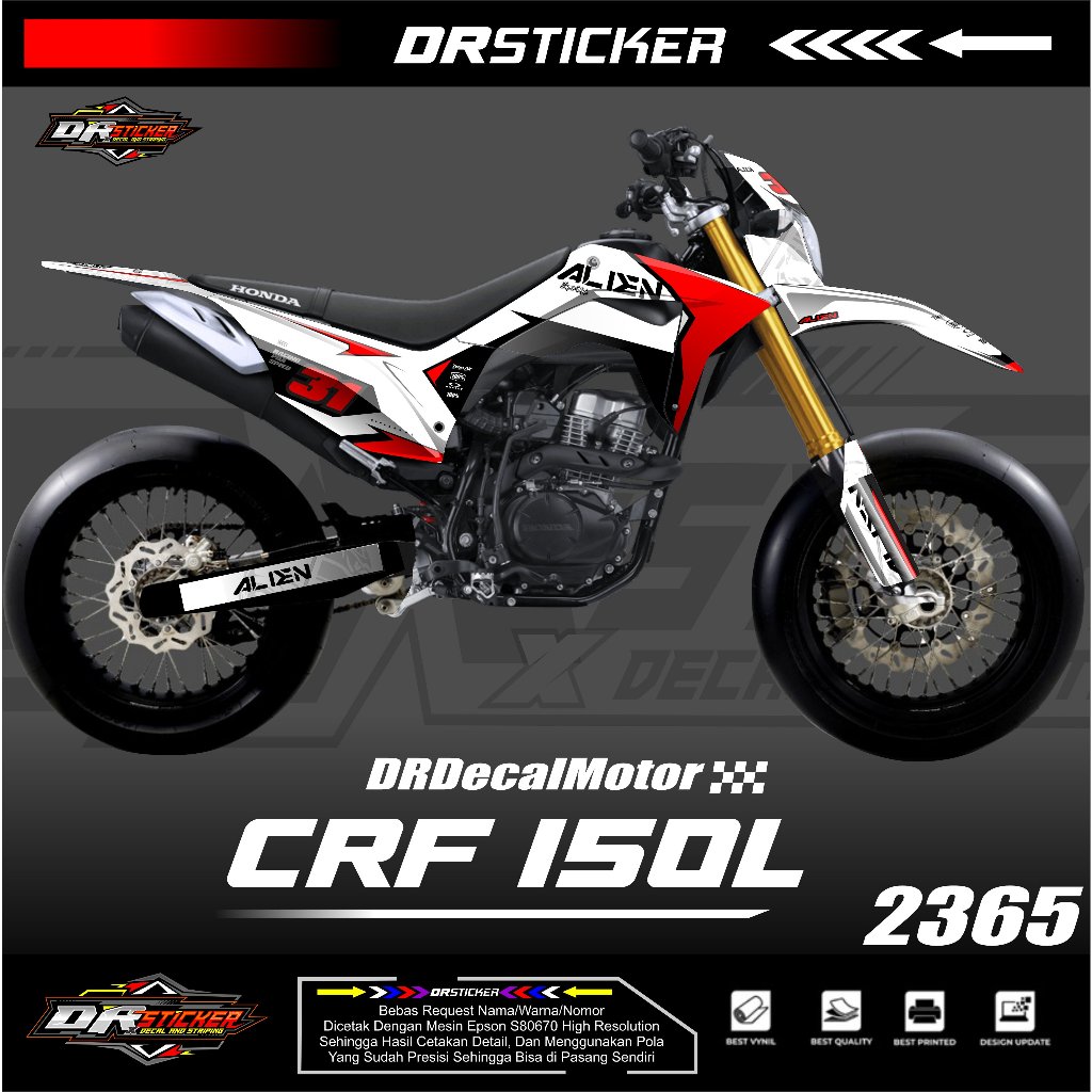 Decal crf 150 l full body WHITE EDITION (PUTIH MERAH) bisa custom warna Sticker Fullbody