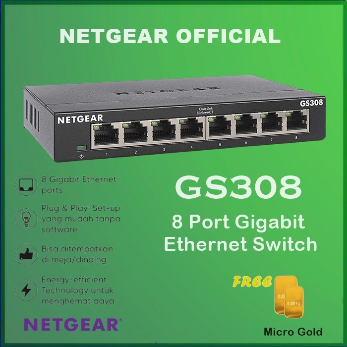 Netgear GS308 : 8-Port Gigabit Ethernet Switch