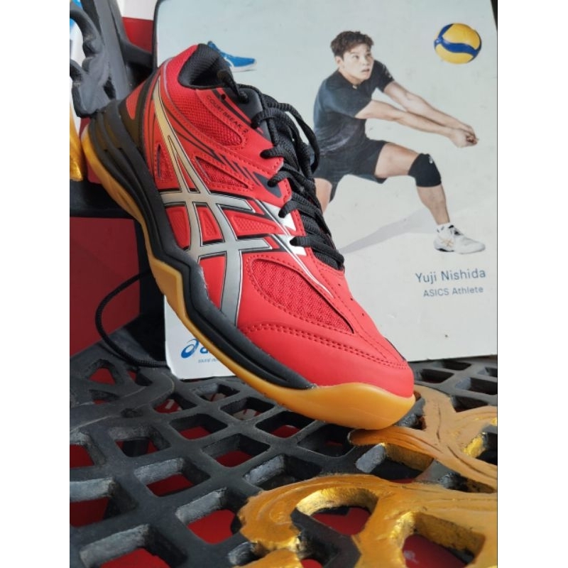 Asics Court Break Merah l Sepatu Voli, Badminton, dan Tenis