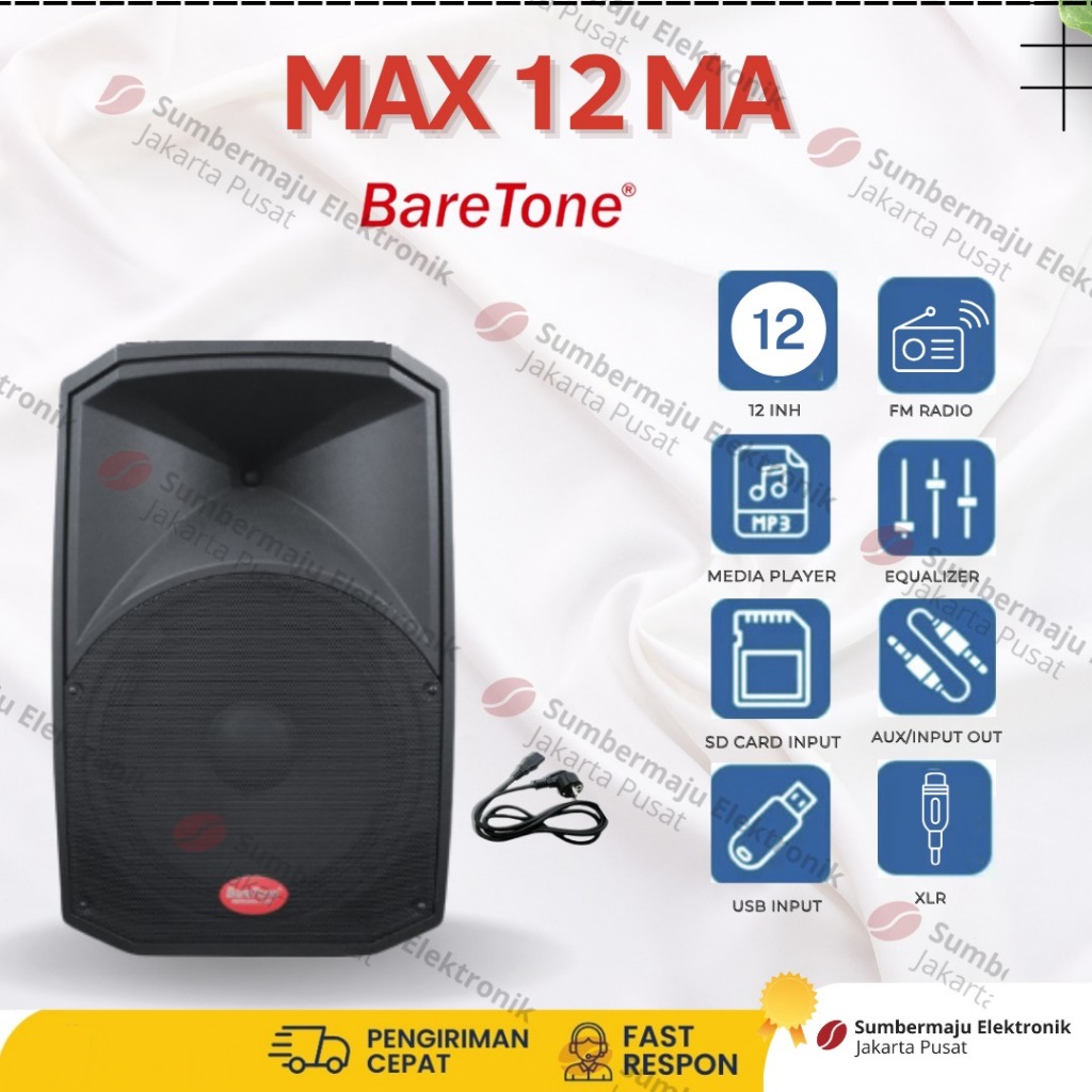 Gratis Ongkir SPEAKER AKTIF BARETONE 12 MA 12MA - 12INCH Harga 1 Speaker