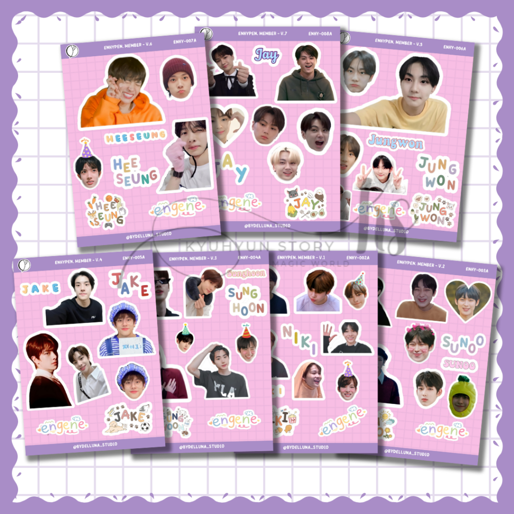 Stiker Kpop Enhypen Member Anime Chibi Lucu Boy Grup Sticker Vinly Deco Aesthetic Jurnal Laptop Hp T