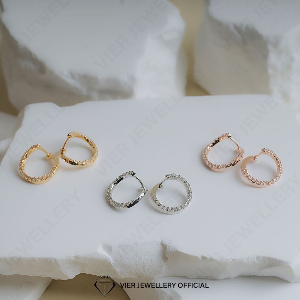 Vier Jewellery Earrings 16121 / Anting Wanita Bronze Replika Berlian Crystal Zirconia