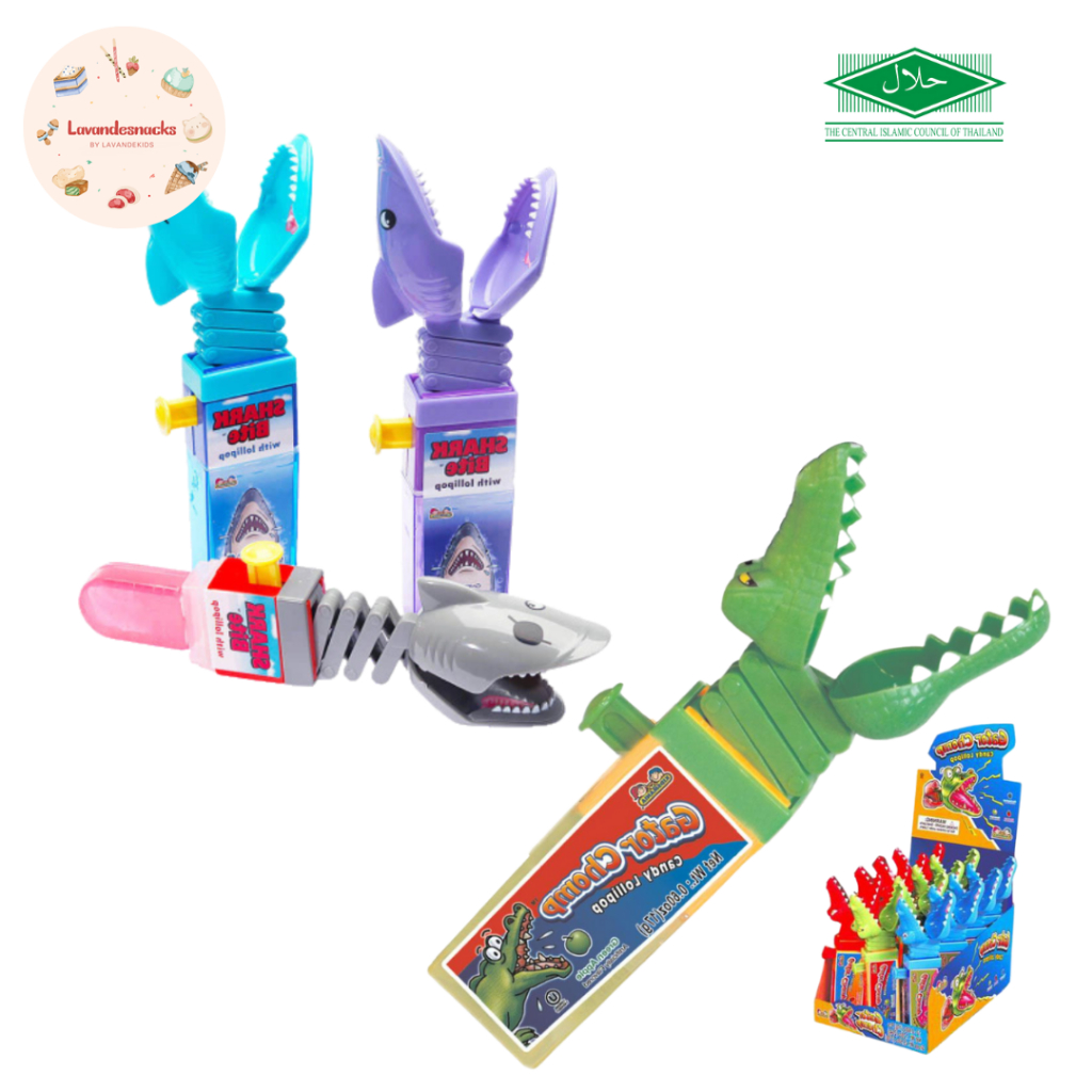 

Permen Lolipop Buaya dan Hiu Kidsmania Gator and Shark Chomp Lollipop