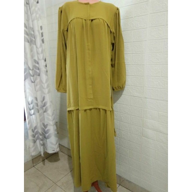 Elmika Store || Gamis Lebaran Murah - Gamis Lebaran Dewasa - Gamis Dewasa Polos Warna Lemon