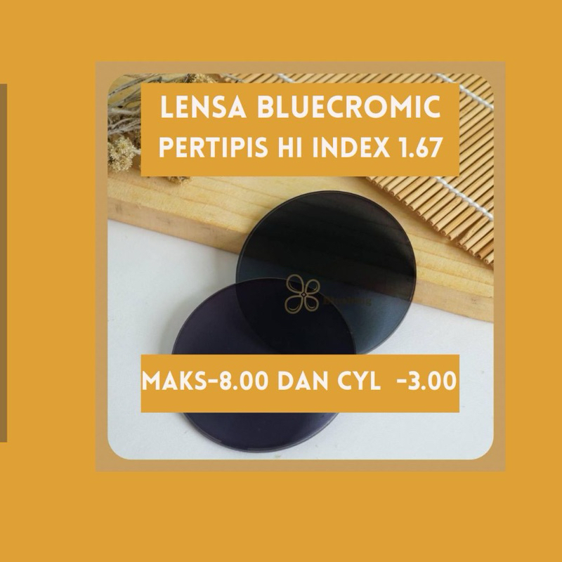 KACAMATA BLUSHING Lensa Antiradiasi Bluecromic Pertipis Hi Index 1.67 S/D Minus -8.00 dan Silinder -