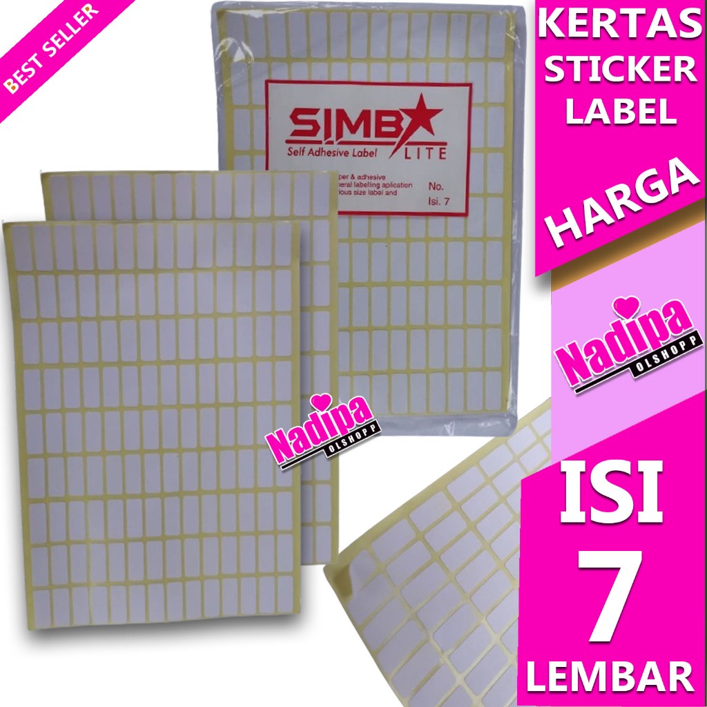 

KERTAS LABEL STICKER HARGA 1 PAK ISI 7 LEMBAR NADIPA OLSHOPP