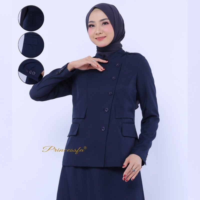 Blezer Princessfa Navy rok A Seragam PDL  Dongker Wanita Seragam Guru dongker  PDH Dongker rok A