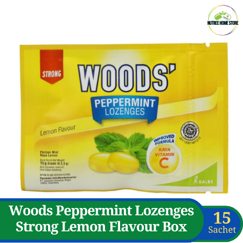

Woods Peppermint Lozenges Strong Lemon Flavour Box Isi 15 Sachet