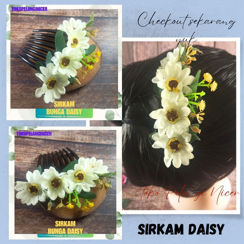 Sirkam Rambut Bunga Daisy Putih -Hiasan Rambut Sanggul Bunga - Jepit Sirkam Rambut Pesta