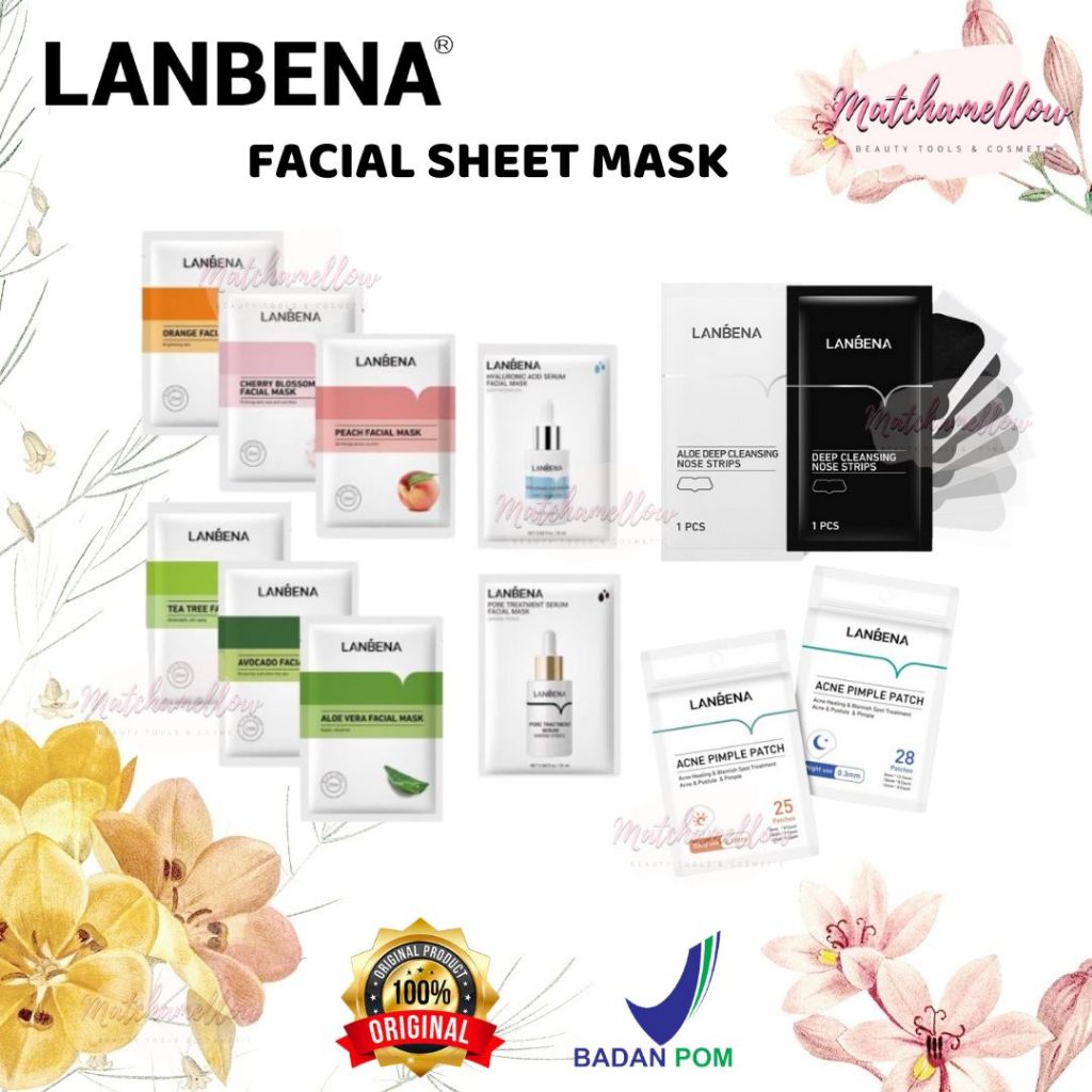 ❄️MATCHA❄️ LANBENA  FACIAL SHEET MASK - ACNE PIMPLE PATCH BLACKHEAD MASK BPOM